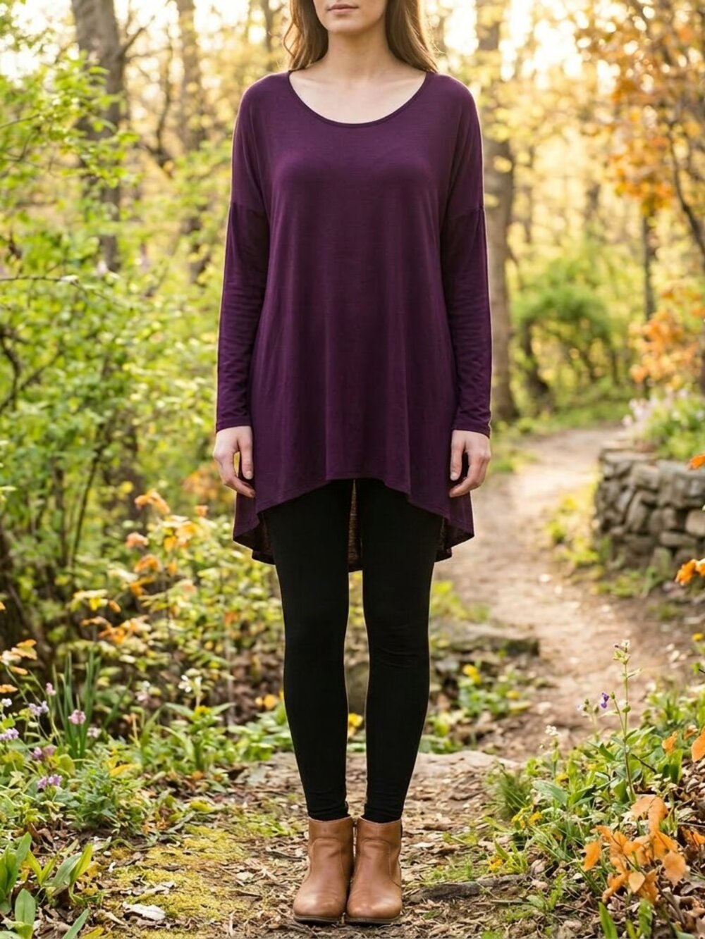 Azules Soft Touch Rayon Spandex 2X Hi-Low Tunic Top Comfy